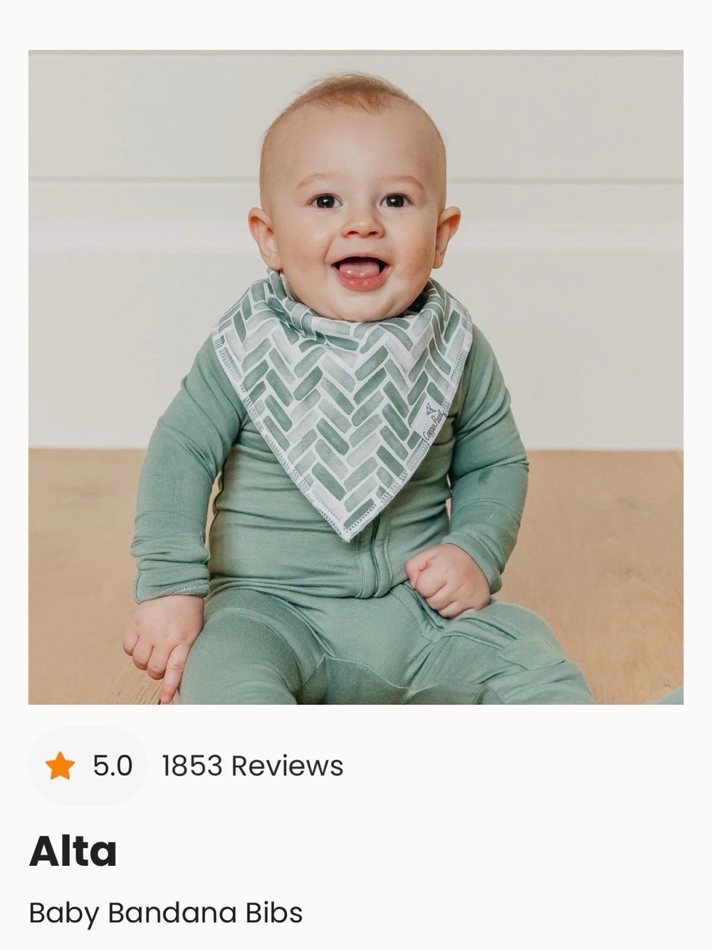 Copper Pearl Baby Bandana Bib in Sage Green